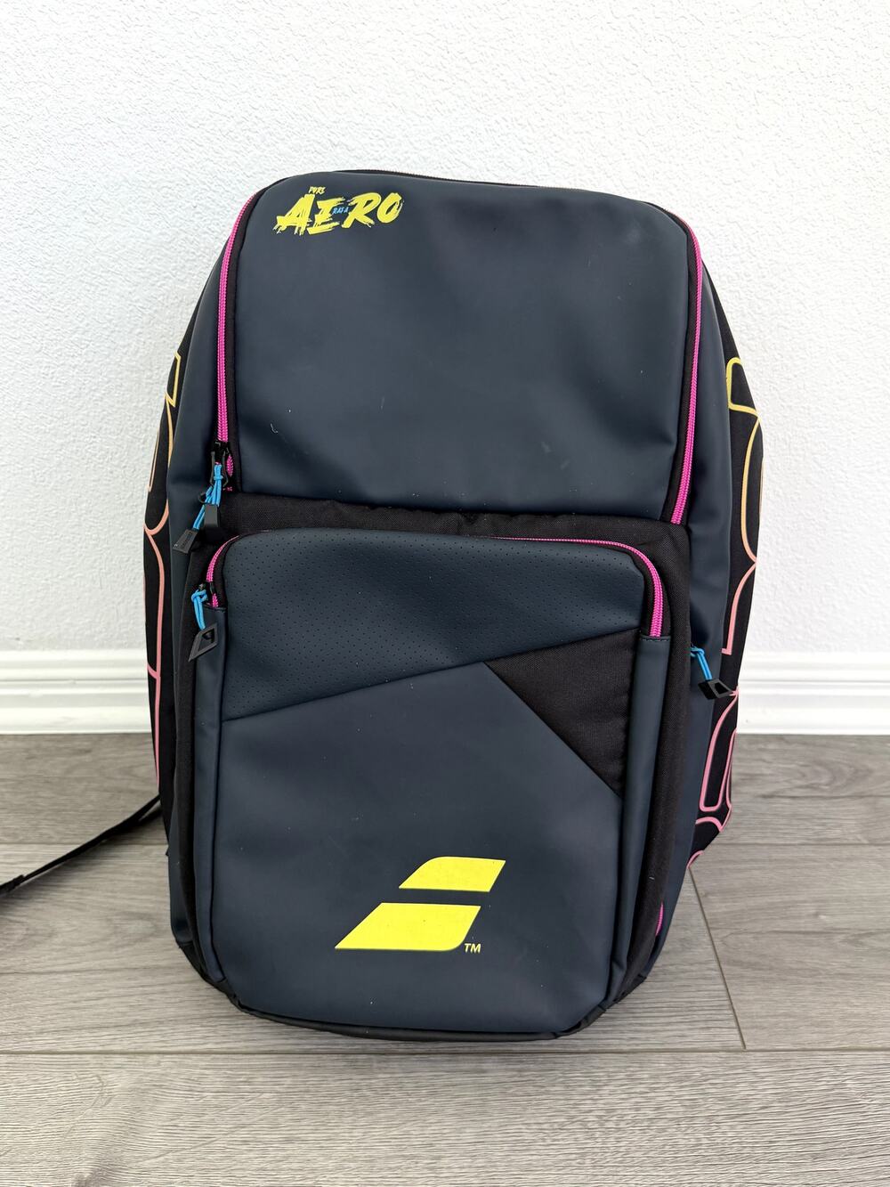 Babolat Pure Aero Rafa Tennis Backpack 3 Racquet Bag Navy Pink Yellow Rare